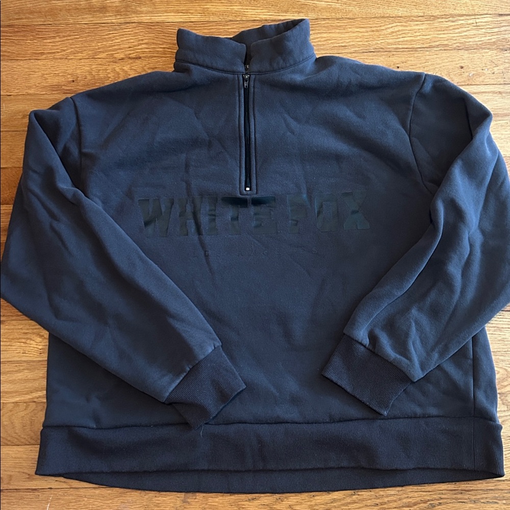 White Fox High Standard Zip Front Sweater Shadow Black
